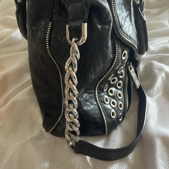 Michael Kors black leather zipper grommet hobo bag - Picture 5 of 9